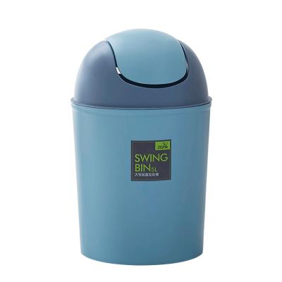 China Creative Simple Paper Basket Living Room Household Bathroom Flip Lid Desktop Plastic Trash Bin Stored for sale