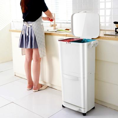 China Kitchen Stored Household Double-Layer Dry And Wet Separation With Lid Deodorizer Pedal Matching Trash Can for sale