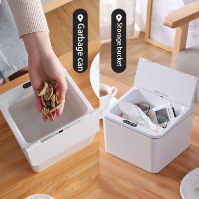 China Car 4l/6l Trash Bin Sensor Auto Induction Sustainable Trash Can Mini Desktop Waste Bin Smart Lid for sale