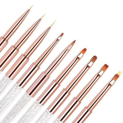 China Durable 8 Pcs Factory Direct High Quality Pink Gold Nail Art Set Brush For Manicure for sale