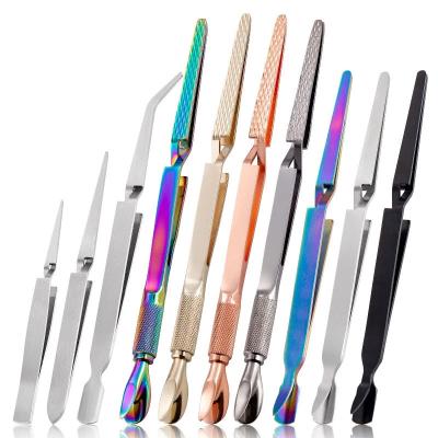 China Multifunctional Nail Art Rhinestone Manicure Tool Clip Shaping Nipper Tweezers Stainless Steel In Carving Durable Pick Tip for sale