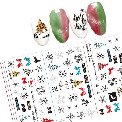 China Easy Apply Winter Christmas 3D Nail Design Snowflake Bird Foil New Year Slider Nail Stickers Manicure Decals Decoration 797-801 for sale