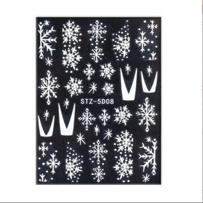 China Easy Apply 2021 New Design 3D Christmas Snowflake 5D Resin Nail Sticker Adhesive Nail Sticker for sale