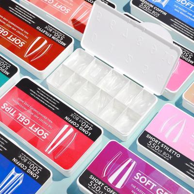 China Durable Acrylic Half Cover Xxl C Curve Nail Different Type Tips Straight Clear Nail Tips Long Tapered Clear Square Nail Tips for sale