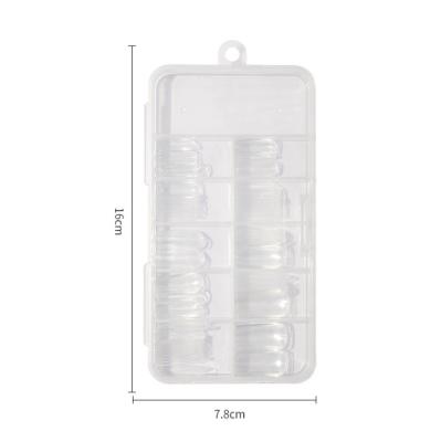 China Durable 100 Pcs Transparent False Coffin Nails Natural ABS Full Cover Nail Tips Decorations Long Pressed On Nails for sale