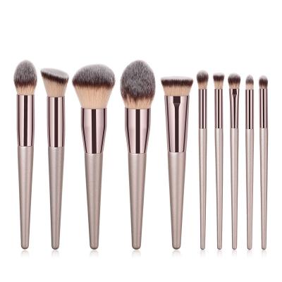 China Angular Blush Makeup Brush 10Pcs Custom Natural Hair Makeup Set Brush OEM Service for sale