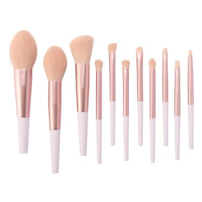 China Angular Blush Free Sample 10 Pcs Set Eyeshadow Professional Loose Powder Eye Makeup Brush Tool Kit Cosmetic Make Up Brushes for sale