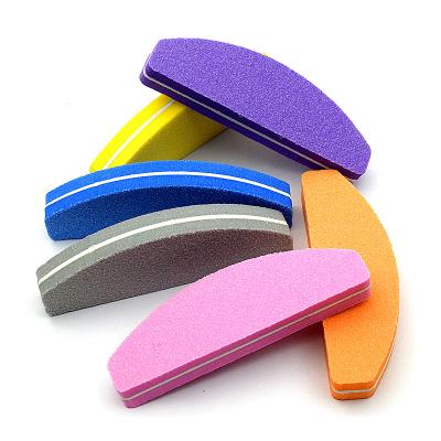 China Eco-friendly Half Moon Mini Colored Sponge Nail File Nail File Buffer Manicure Tool For Nail Salon Tools for sale