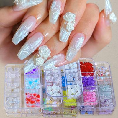 China Easy Apply 2022 New Nail Art Jewelry Symphony Mixed Camellia Resin Three-dimensional Love Petals Color-changing for sale