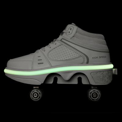 China TPR kids kick wheeled shoes, roller shoes with retractable wheels, led lightweight kids roller skate shoes with wheels for sale