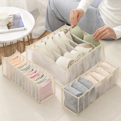 China Living Room Factory Wholesale Cloth Wire Underwear Closet Foldable Net Organizer Box Drawer Divider for sale