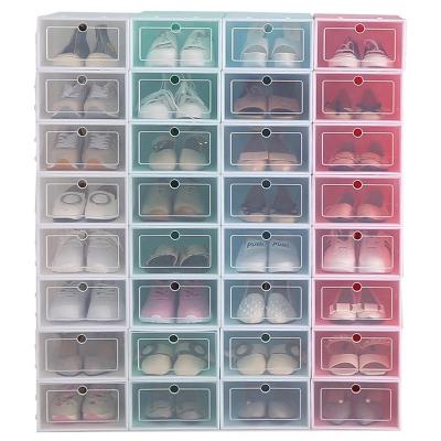 China Modern Wholesale Premium Black Stackable Containers Acrylic Transparent Plastic Shoe Storage Box Container for sale