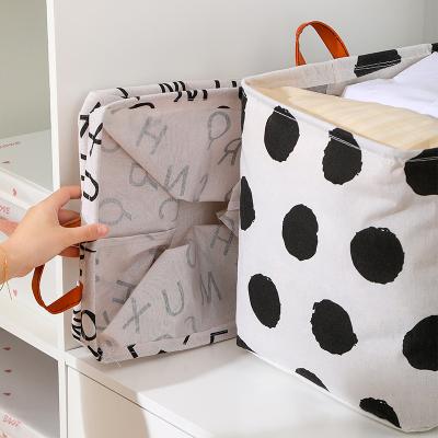 China Foldable Living Room Set of 2 Shelf Baskets Clothes Large Handles Cloth s Cotton Canvas Storage Organizing Basket for sale