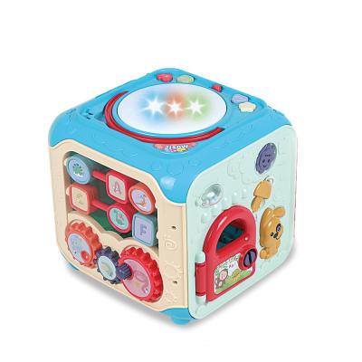 China Early Education Whosale hand music cube musical plstic portable round beads busy gear games 6 sides treasure box toy for sale