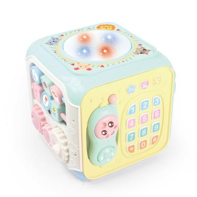 China The first top of education musical 2021 selling best sound electric simulation gift phone infant children cube activity box educational toy for sale