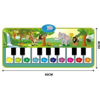 China Educational Toy 2 in 1 Musical Instrument Floor Piano Jazz Drum Sound 10 Key 80*35cm Animal Music Piano Dance Mat for sale