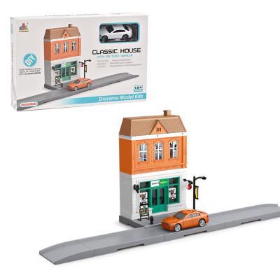 China Construction Toy Children assemble buildig to block street view toys 1:64 die case diy alloy car toy house for sale