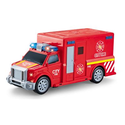 China Music Battery Operated Plastic Electric Fire Truck With Light Music Kids Learning Universal Story Telling Car Toys for sale