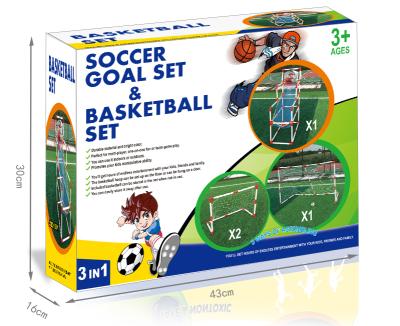 China Amazon Toy Popular Sports 2 In 1 Big Size Activity Games Football Soccer Goal Set Basketball Hoop Toy for sale