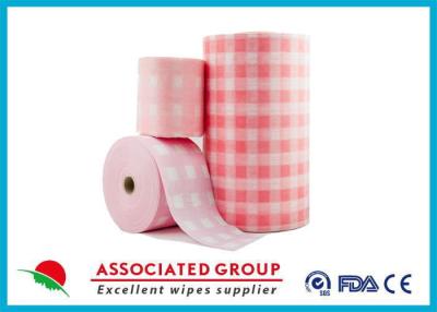 China Rosa Karomuster Spunlace nichtgewebter Rolls weich u. fusselfrei zu verkaufen