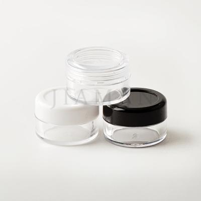 China Clear Plastic PS Lip Balm Jar Packaging 6g Skin Care Cream Jar Cosmetic Cosmetic Cream Jar With Colorful Cap for sale