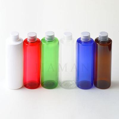 China 250ml Cosmetic Plastic PET Shoulder Flat Bottles With Screw Cap For Cosmetic Packaging for sale