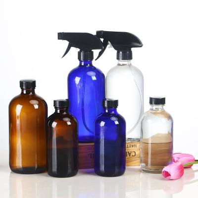 China Glass Bottle Lead Free Supplier Drinking Kombucha Lotion Cleaning Use Amber Glass Boston Bottles for sale