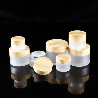 China Cosmetic Refillable Cosmetic Packaging Containers Frosted Glass Jar For 50g 100g Skin Care Cream Jars With Rose Gold Lid for sale