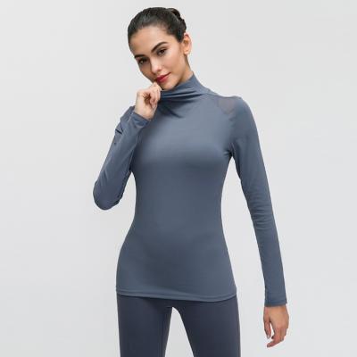 China Women's Fitness Running Tops Sports Yoga Shirts Long Elastic Breathable Quick Dry Tops Gym Workout Long Top Shirts for sale