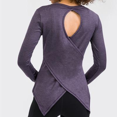 China Yoga Gym Shirt Women Fitness Sports Shirt Breathable Quick Dry Yoga Tops Common Wear Yoga Gym Tops for sale