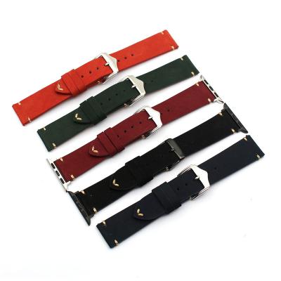 China High Quality Genuine Nubuck Suede Leather Apple Watch Band 38mm 40mm 42mm 44mm for sale