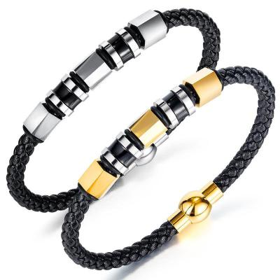 China Newest Fashion YUNSE Jewelry Bracelet Europe Handmade Braided Men's Leather Bracelet for sale