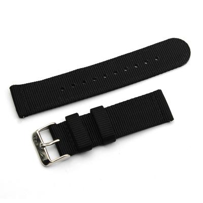 China Fabric Two Piece Watch Black Nylon Nato Strap With Quick Release for sale