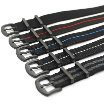 China Fashion Hotsale Mens Watch Band 20 22mm PVD Nylon Elastic NATO Watch Strap for sale