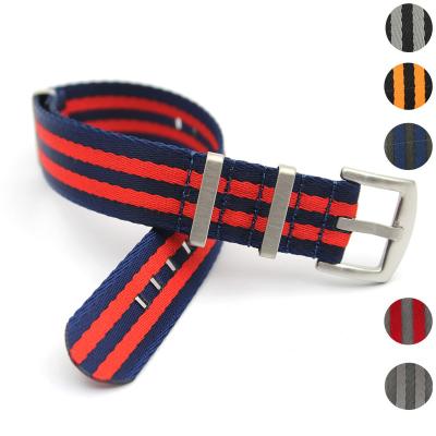 China Durable Fabric 1.2mm Blue Red Nylon 22mm Nato Straps 20 Seatbelt Watch Bands Smoothly for sale