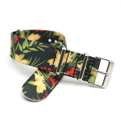 China 300 Fabric Color Selection Floral Print Watch Band Zulu Nato Strap 16mm 18mm 20mm for sale