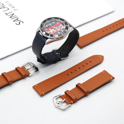 China luxury & Wholesale Custom High Quality Vintage Watch Bands Lychee Cowhide Genuine Leather Watch Strap Band Factory for sale