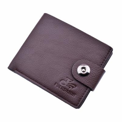 China Men's Wallet Korean Style Men's Wallet Youth Stitching Yarn Buckle Fashion Style Lychee Pattern Short Magnetic Casual Soft Wallet for sale