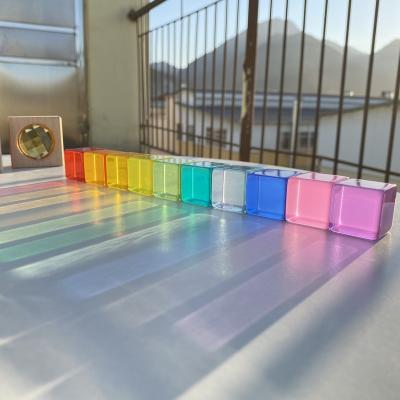 China Good Style Acrylic Rainbow Teaching Aid Materials Building Blocks Children's Crystal Toys for sale