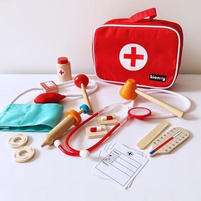 China Children toys children's puzzle simulated bag red family doctor toy wooden life toy for sale