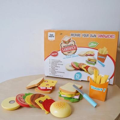 China Children's Toys Making Kitchen Wooden Toys with Simulated Lunch Burger for sale