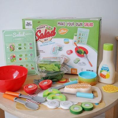 China Wooden Salad Vegetarian Made Children's Kitchen Simulated Food Wooden Toys for sale