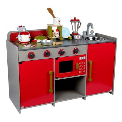 China Wooden European Red Kitchen Children's Home Cooking Wooden Toys for sale