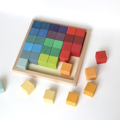 China Big Pile Construction Manufacturer Supply Basswood 36 Particle Building Block Wooden Assembly Toy Puzzle for sale