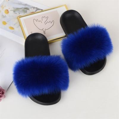 China Fashion trend high quality designer high quality fluffy fur outer fuzzy slides for women for sale