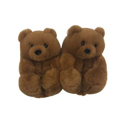 China New Arrival Winter Plush Bear Shape Soft Cute Kids PVC Thermal Indoor Cotton Slippers for sale