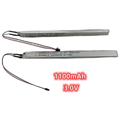 China Custom Cylindrical High Temperature Toys Battery 1100mAh 3.0v Lithium Polymer Battery for sale