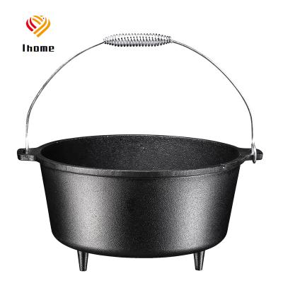 China Outdoor Cooking Tool Ihome Cast Iron Dutch Oven Pre-Seasoned Pot With Lid Push Handle For 5 Quart Camp Cookware Pot Basting Cooking Black Cast Iron for sale