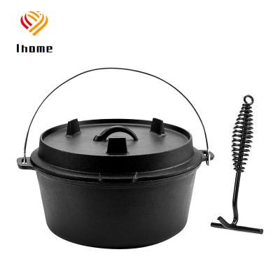 China Outdoor Cooking Tool Ihome Cast Iron Camping Pots For Outdoor Cooking Pot Cast Iron Pot Cookware Sets for sale