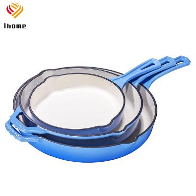 China Minimalist Ihome Enameled Cast Iron Skillet Set With Lid For Home Stovetop And Yummy Outdoor Cooking Stove Set for sale